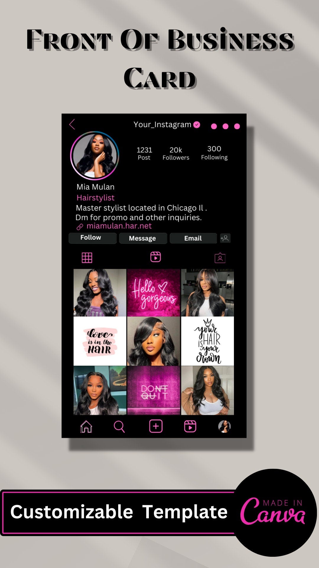 DIY Editable Business Card Template Instagram Business Card, IG Business Card, Lash Tech Business Card, QR code Business Card, Hairstylist