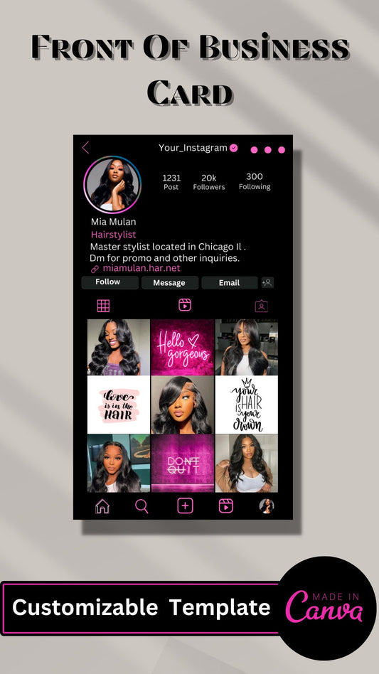 Business Card Editable Template Instagram Business Card Diy IG Business Card, Lash Tech Business Card, QR code Business Card, Hairstylist