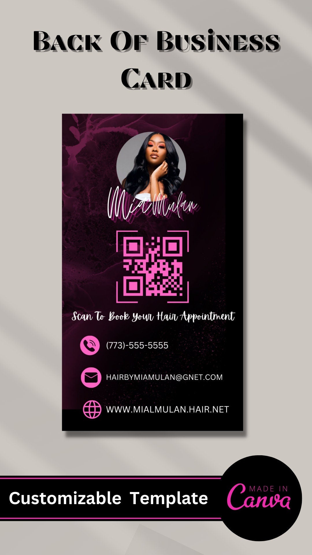 DIY Editable Business Card Template Instagram Business Card, IG Business Card, Lash Tech Business Card, QR code Business Card, Hairstylist