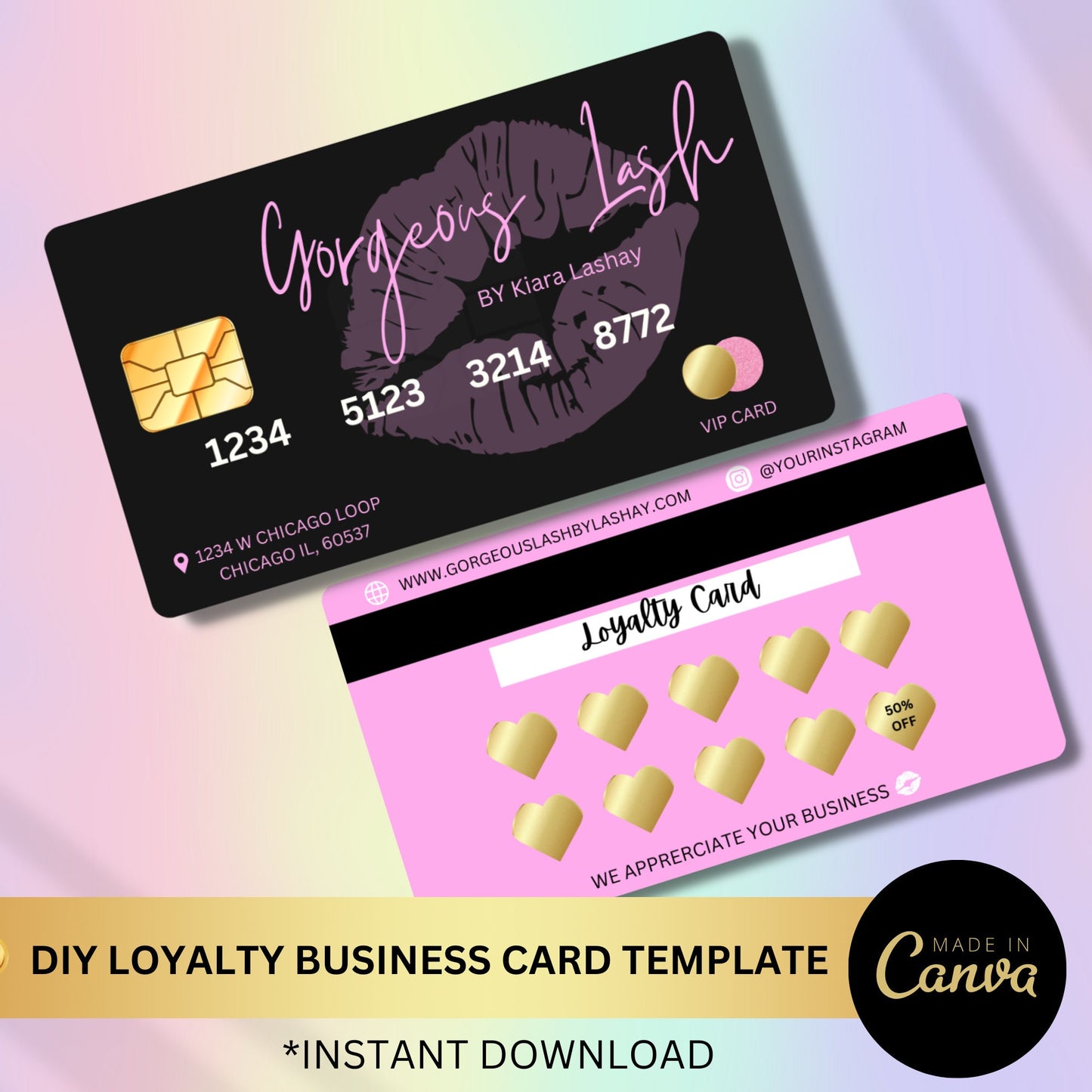 Business Card Loyalty Card  Small Business Discount Card Client Loyalty Card Credit Card Style Business Card DIY Instant Business Card