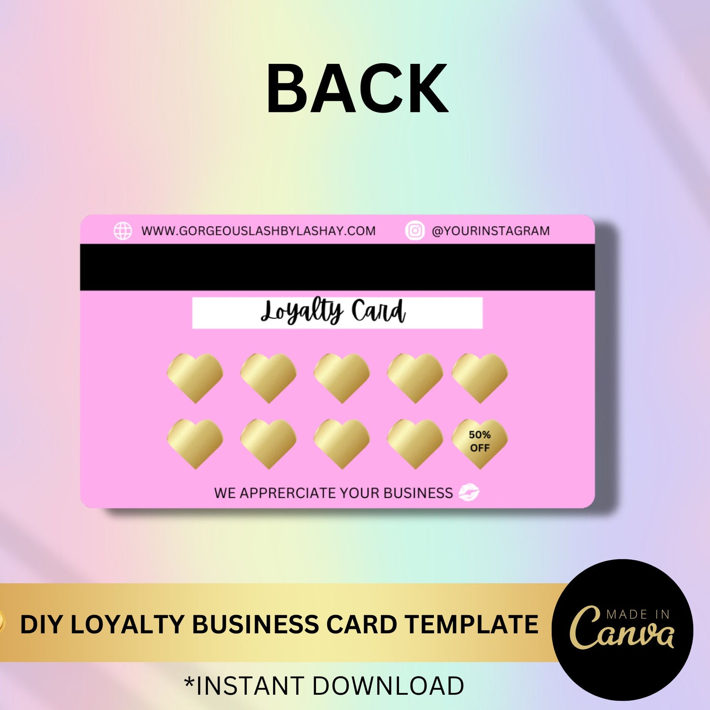 Business Card Loyalty Card  Small Business Discount Card Client Loyalty Card Credit Card Style Business Card DIY Instant Business Card