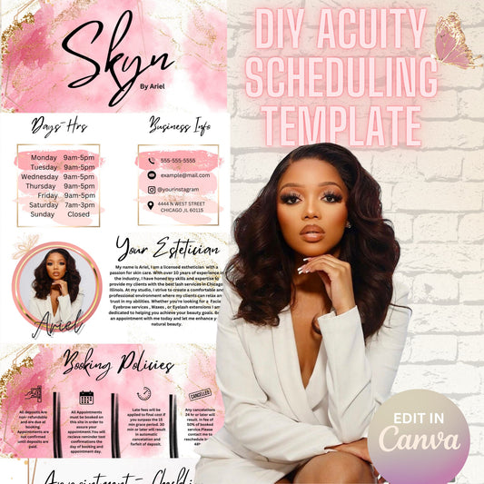 Acuity scheduling template Hair stylist acuity website template lash tech acuity site Hair stylist booking site Canva Template