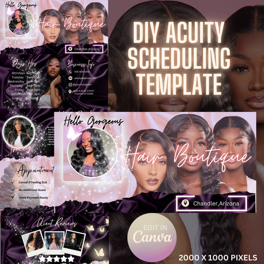 08 Acuity Site Acuity Scheduling Template Hairstylist Booking Site Lash Tech Acuity Trendy Pink And Black Theme Canva Hair Template