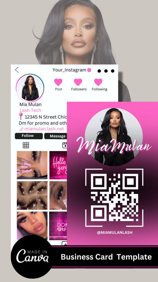 2024 Instagram Business Card, IG Business Card, Lash Tech Business Card, QR code Business Card, Instagram Business Card Template, Beauty