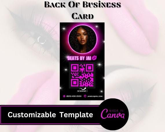 DIY Editable Business Card Template Instagram Business Card, IG  Beauty Business Card, Make Up Artist  , QR code Business Card, Lash Tech